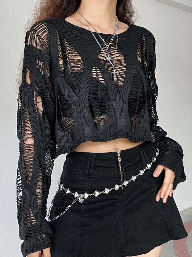 Nicole - Ripped Crop Top