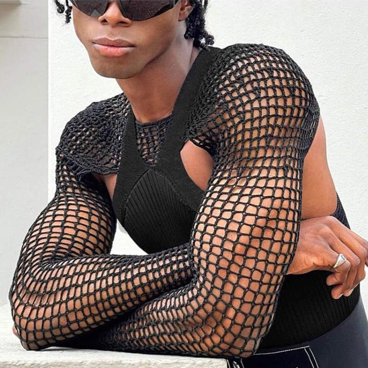 Dris - Tanktop With Meshed Armsleeves